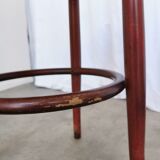 Vintage Irish Pub Stool: Green Leather Seat, Bentwood Thonet Style