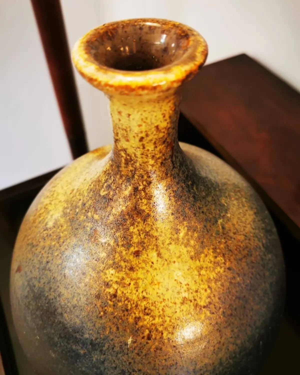 Vintage stoneware ball vase by Daniel Cassiet from 1972