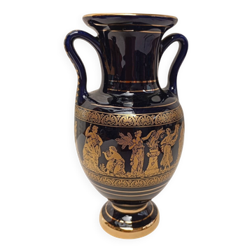 Miniature vase in cobalt blue and 24k gold.