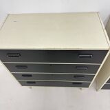 Set of 2 black and white chests of drawers, 1970s