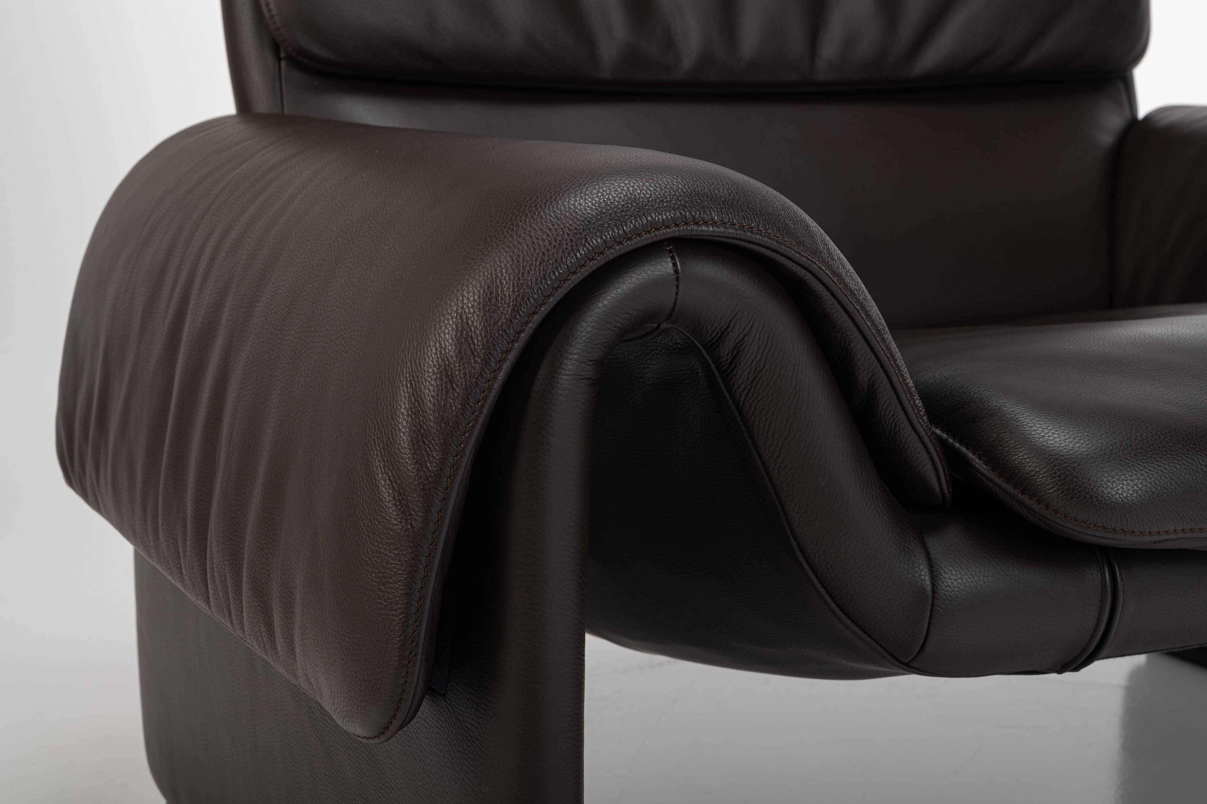 DS-2011 Armchair by De Sede, dark brown leather lounge