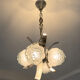 Vintage chandelier with 4 glass bubble globes and silvered metal.
