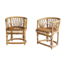 Pair of armchairs in rattan 50s
