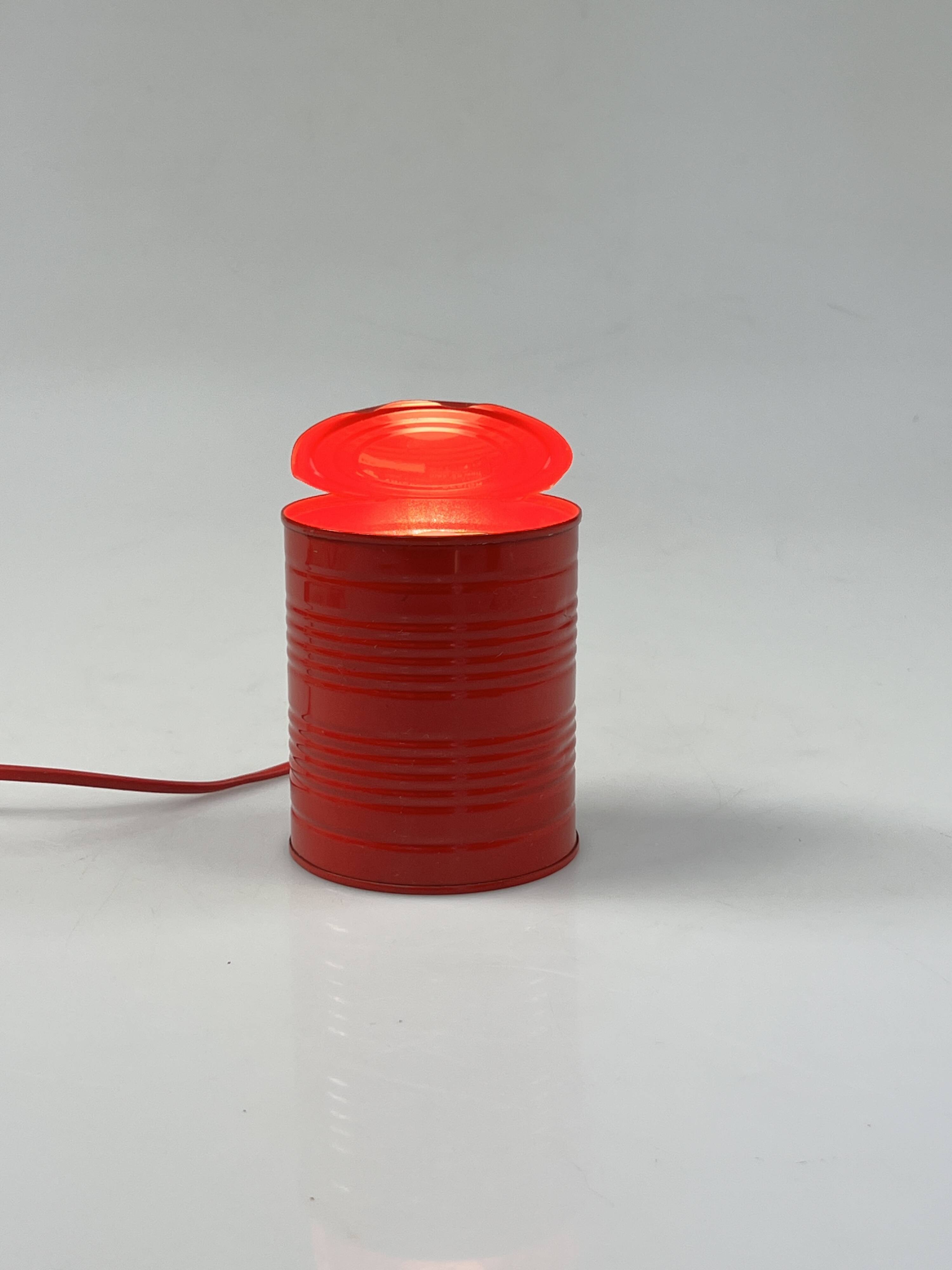 Vintage Red Tin Can Lamp, Ad Van Berlo, Vrieland Design, 1980s