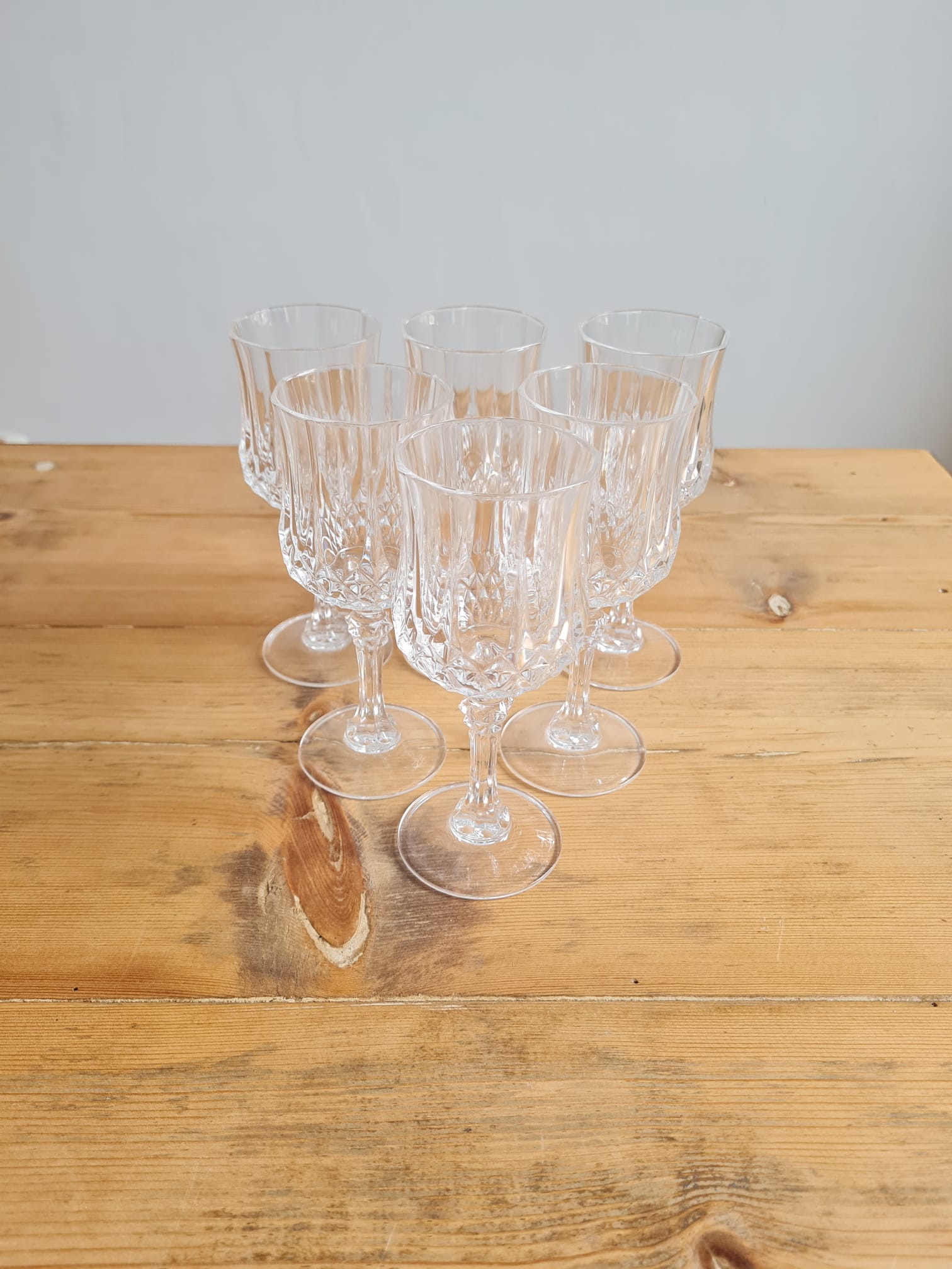 service of 6 Longchamp crystal wine glasses