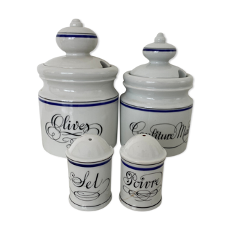 Lot de pots en Porcelaine d'Auteuil - ligne bistrot