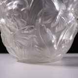 Satin pressed glass art deco vase, 1930s