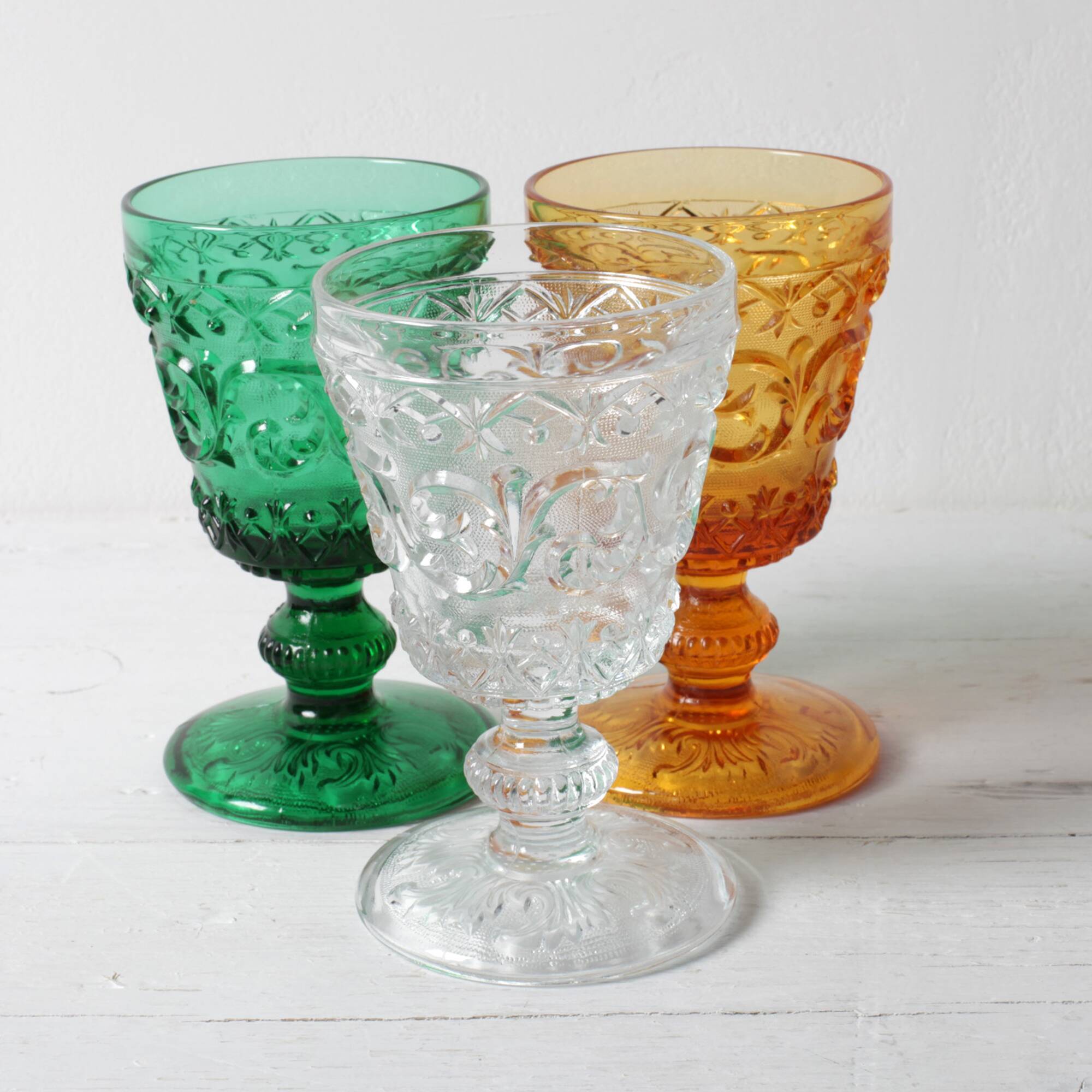Vintage Clear Stem Glass Arabesque / Wine Goblet Baccarat / France / 1840s