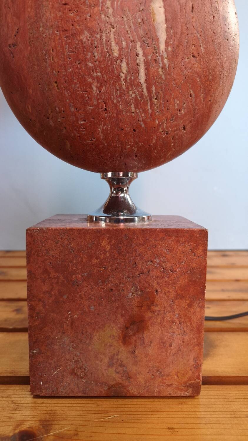 Lampe à poser en marbre rouge - style Barbier 1970