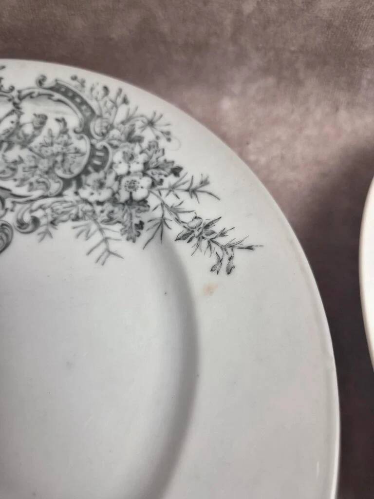 10 antique porcelain plates – Aux Lions de Faïence Paris – 19th century
