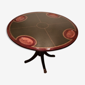 Table à jeux ancienne en acajou et noyer