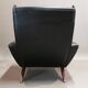 Rosewood armchair and black leather scandinavian 1950