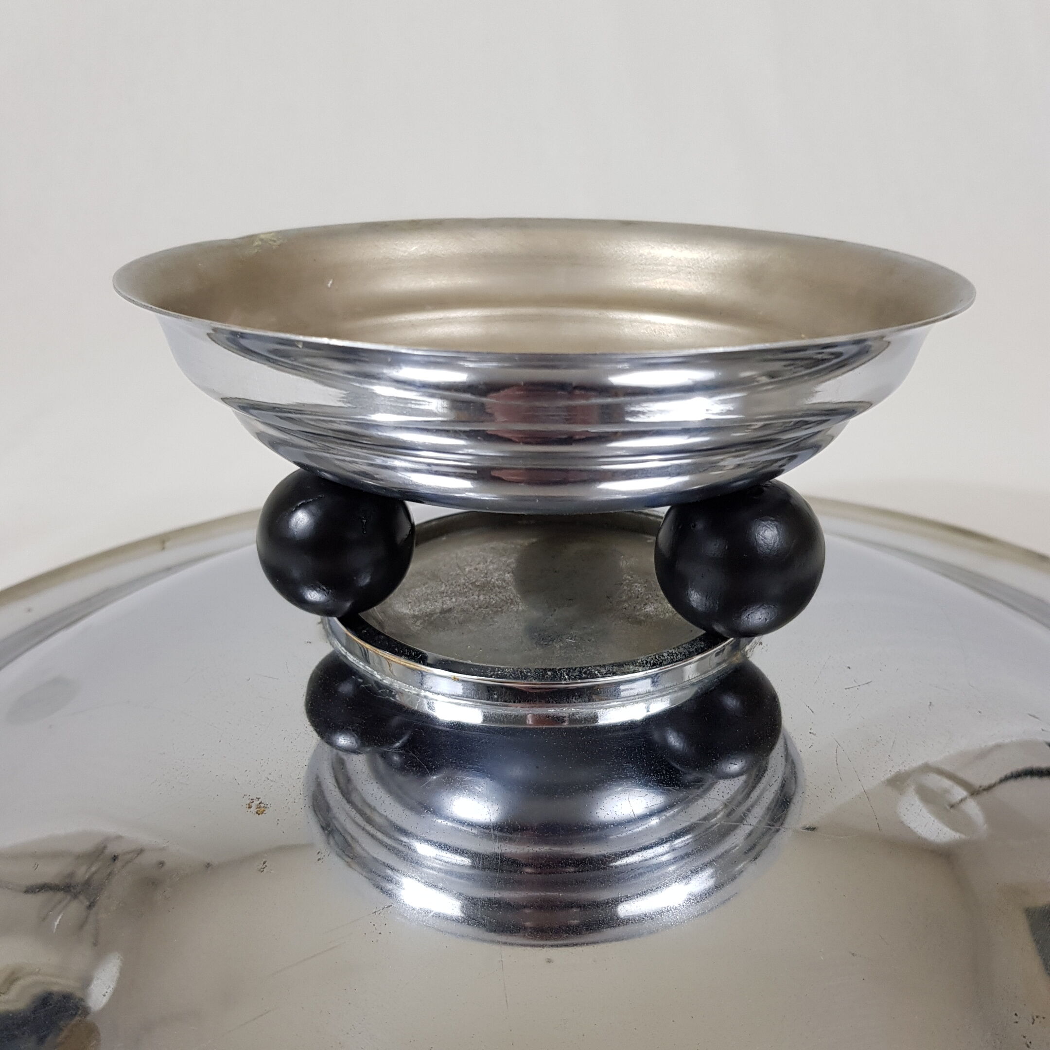 Cut with chrome brass fruit Art Deco Modernist Bauhaus