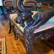 Carved reception armchair, neo-Renaissance style
