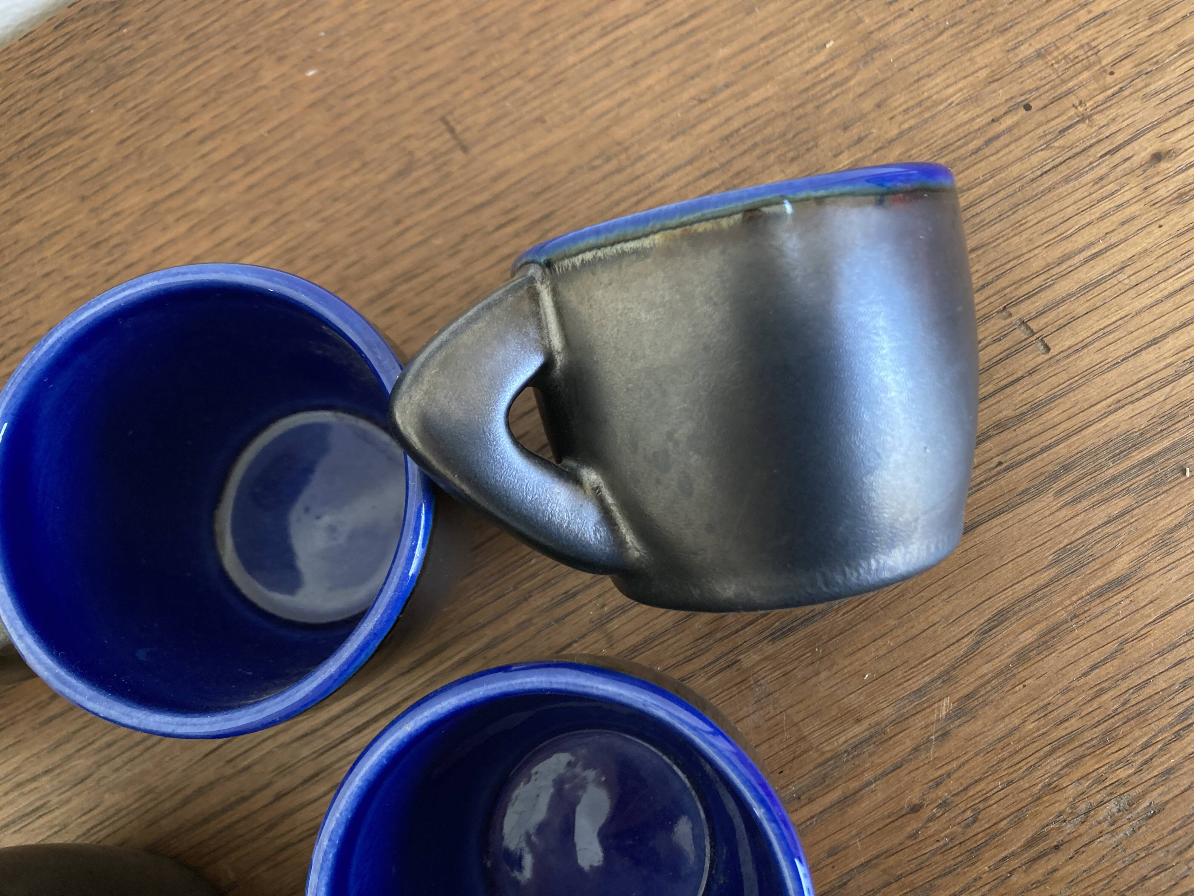 Set of 6 mid century pop 1960s glazed earthenware cups