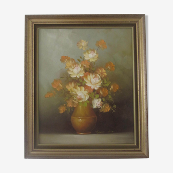 Oil on canvas framed - bouquet of flowers