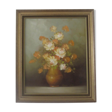 Huile sur toile encadrée bouquet de fleurs