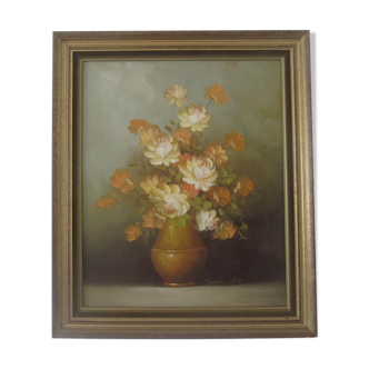 Oil on canvas framed - bouquet of flowers
