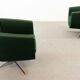 Fauteuil sen tissu vert foncé années 60