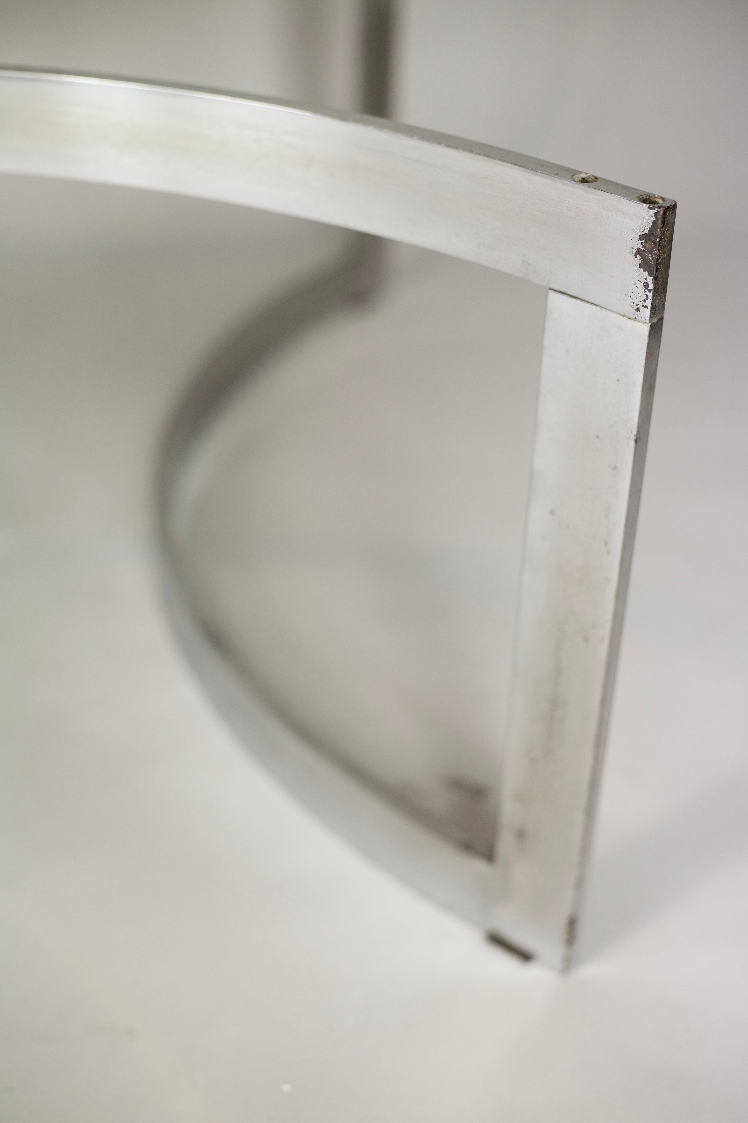 Coffee table published by Dassas, base in chromed steel and thick glass slab, France, 1963