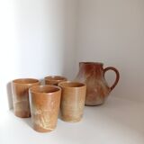 Stoneware pitcher and cups