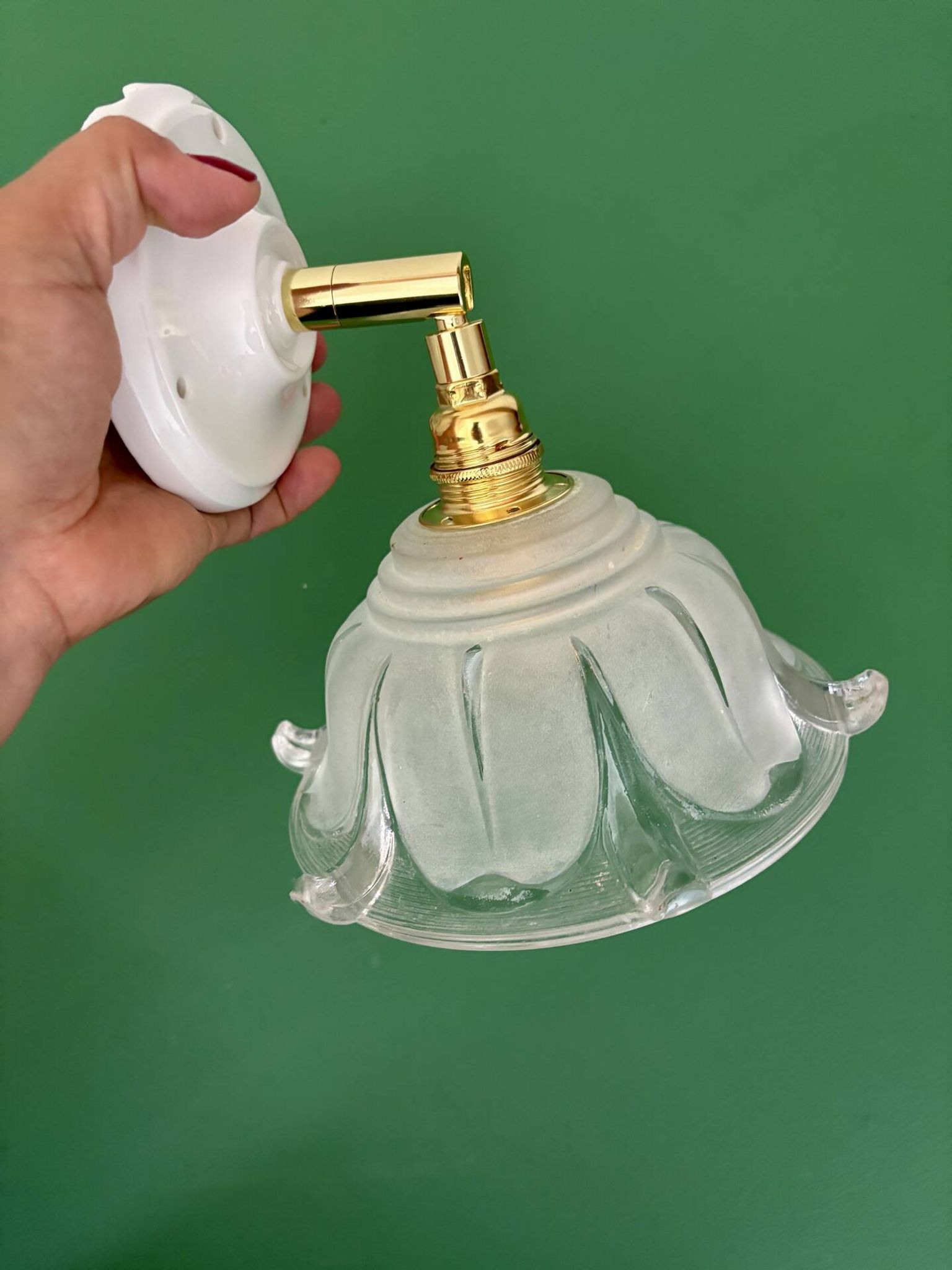 Vintage frosted glass lampshade wall light