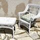 Table basse de jardin rotin vintage