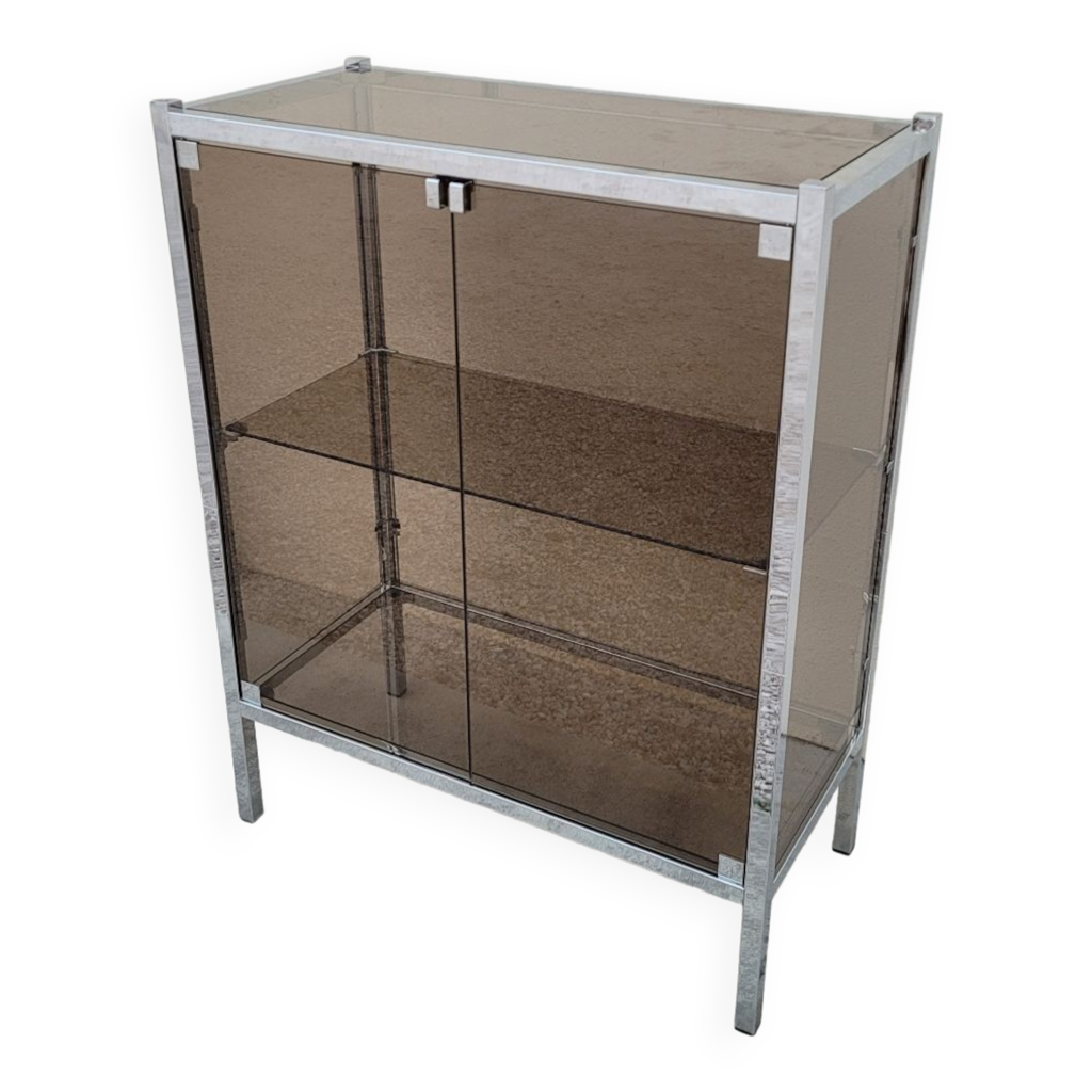 Meuble vitrine design en métal chromé, 1970s italy | Selency
