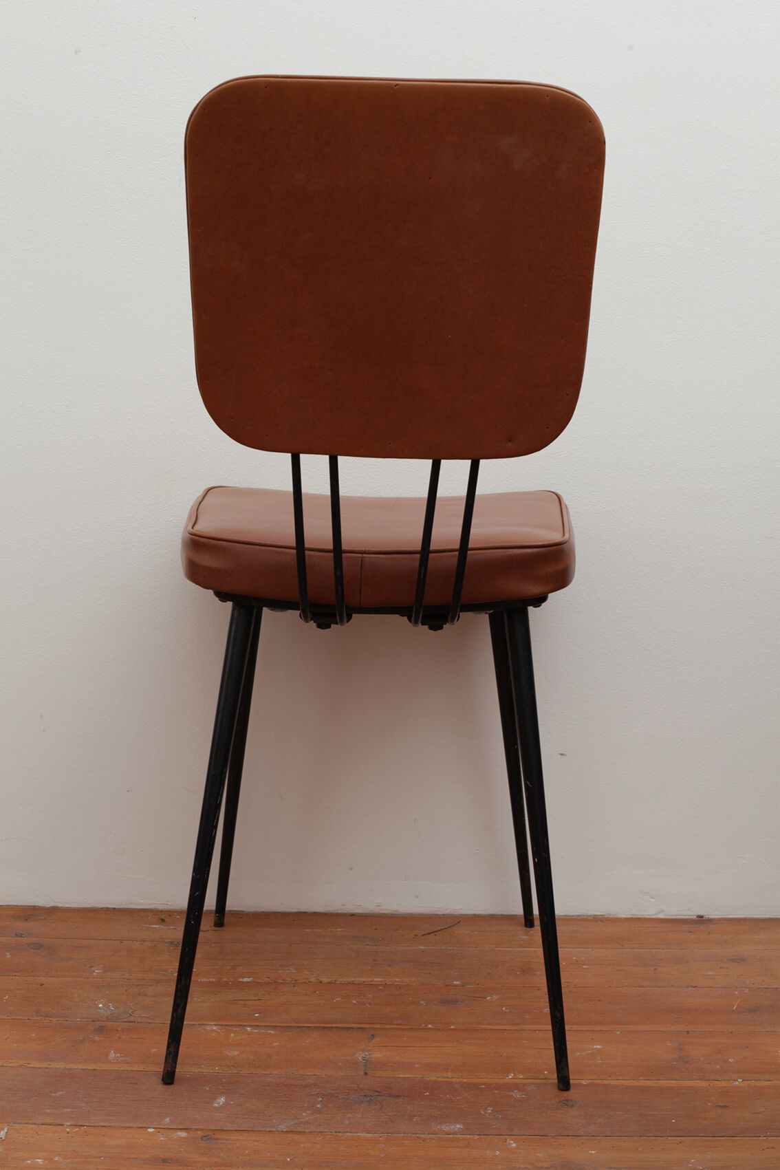 Vintage chair 1960 skai brown feet black iron