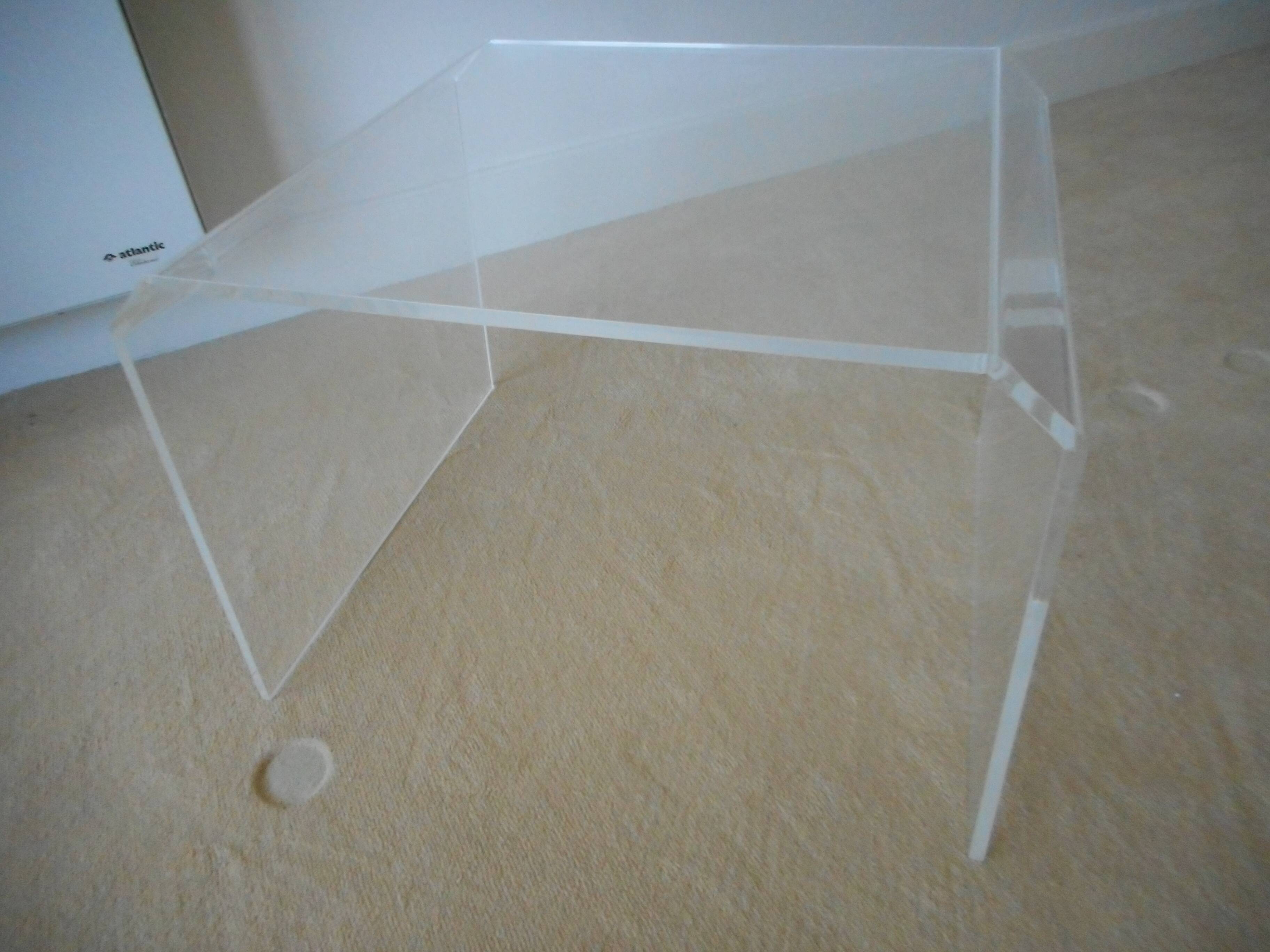 set of 2 vintage plexiglass side or bedside tables 1970