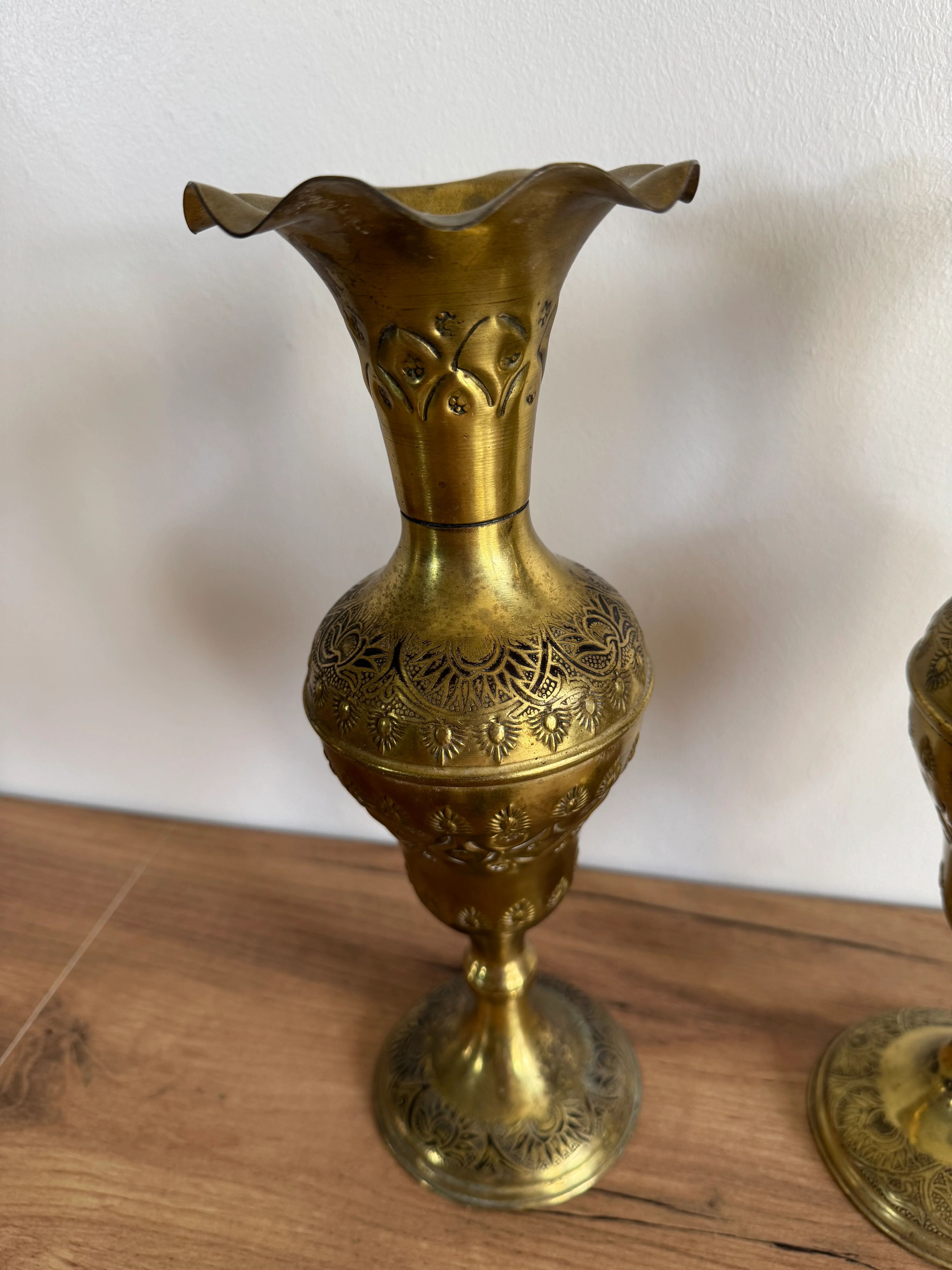 Pair of brass vases
