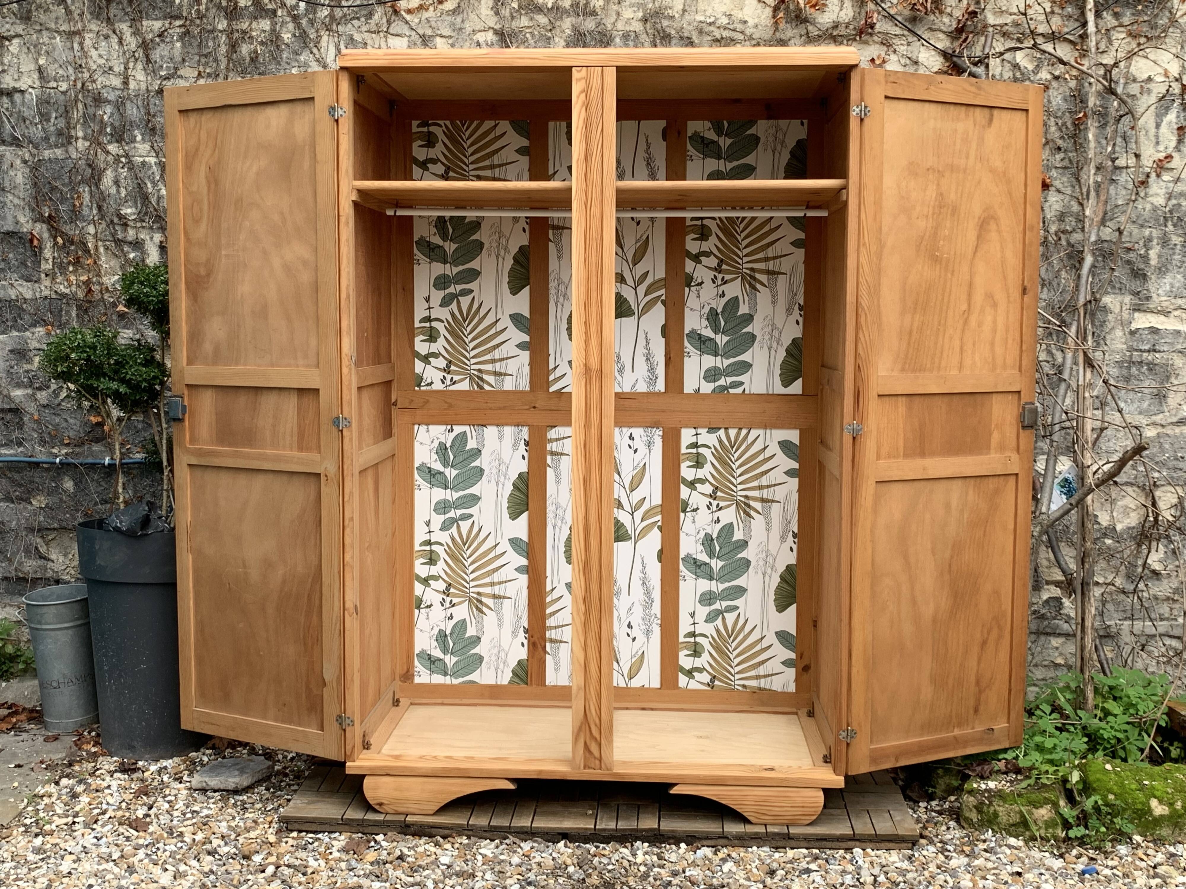 Parisian art deco wardrobe solid raw wood wardrobe