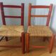 Children's straw chairs made of wood and straw.