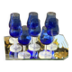 8 vintage cobalt blue glass port or aperitif glasses with transparent base