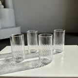 Set of 4 transparent twisted water glasses H:12cm