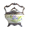 Rocaille Louis XV-style rectangular biscuit bucket, Legras enamelled glass: Blue Iris