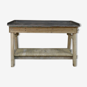 Industrial Console Table in fir and metal 1930