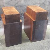 Pair of Art Deco bedside tables in elm burl veneer