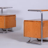 Tables de chevet en chêne Bauhaus, Mucke-Melder, Tchéquie, années 1930