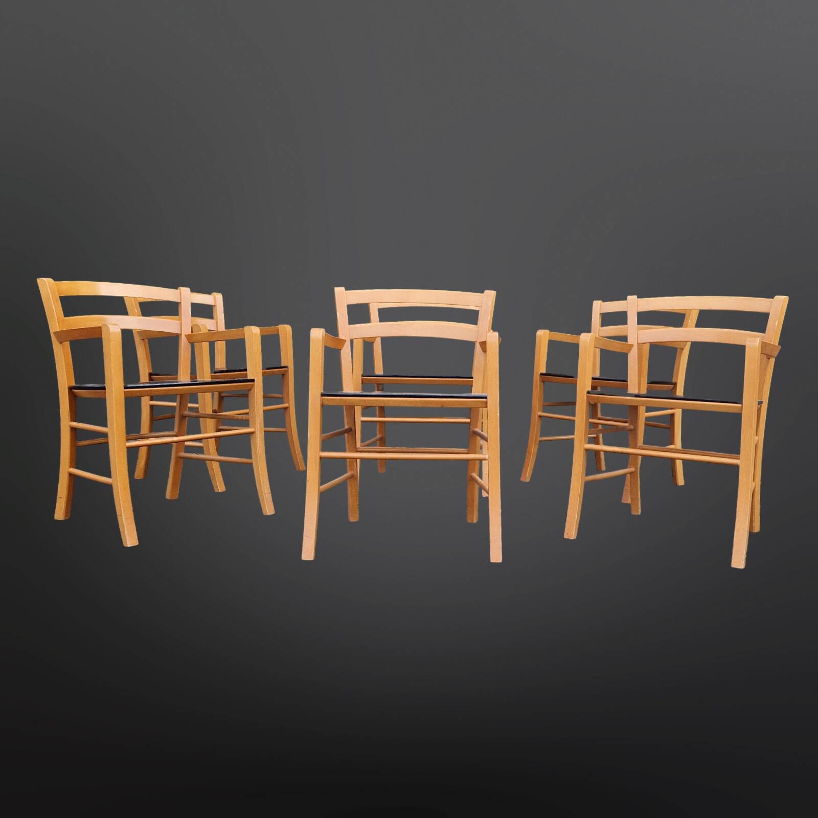 Set of 6 "Marocca" armchairs by Vico Magistretti for De Padova, Italy 1980s