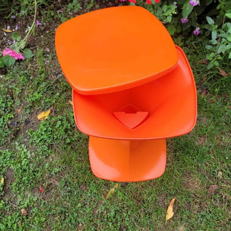 Orange seventies stool/ vintage/ decoration