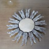 Sun mirror in gilded wood with inlays