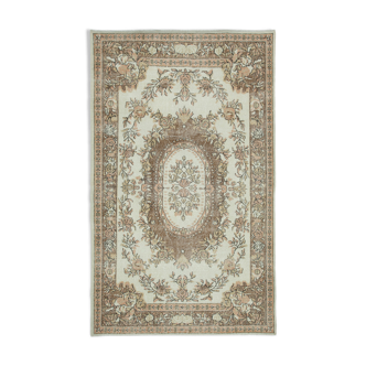 Tapis beige turc noué à la main 190 cm x 306 cm