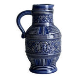 Blue ceramic pitcher