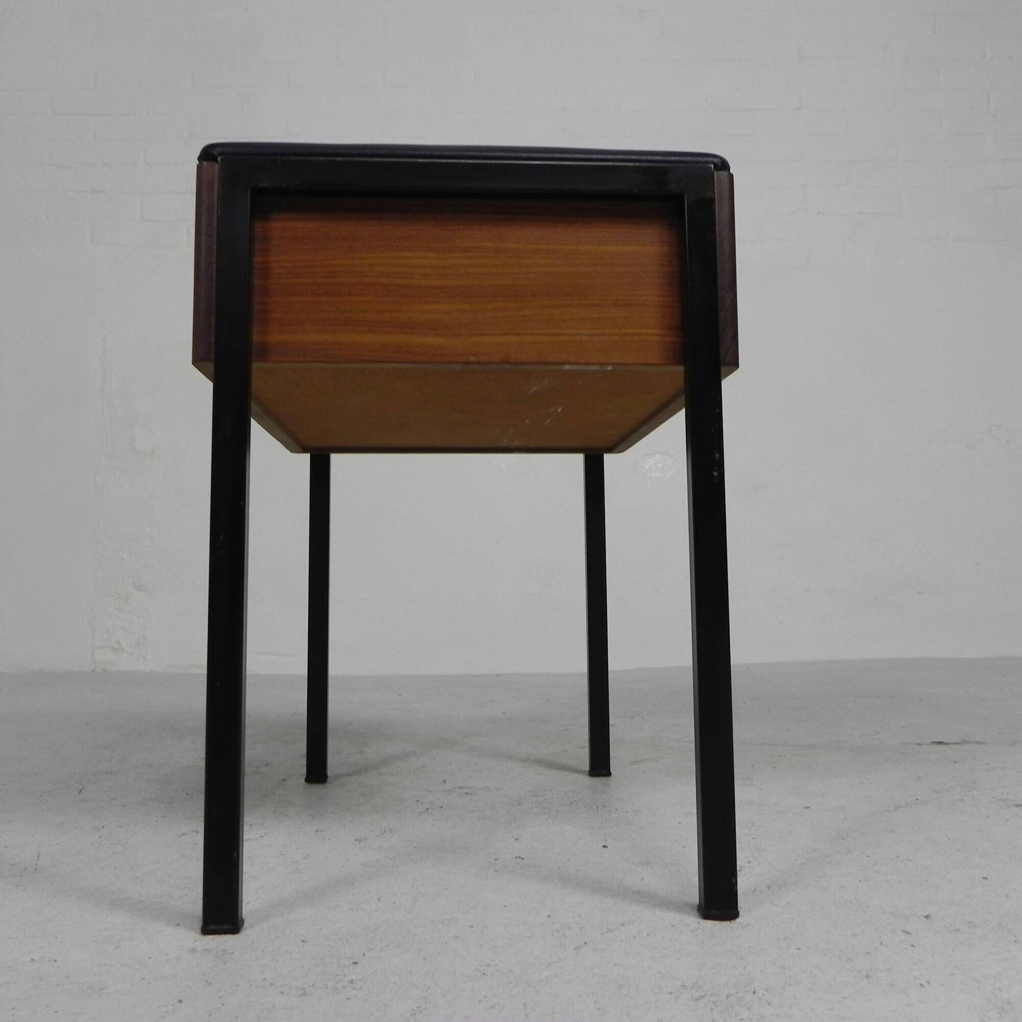 Aristo teak wooden sewing supplies stool, piano stool, 1960s