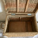 Coffre rotin et corde rafia structure bois - vintage