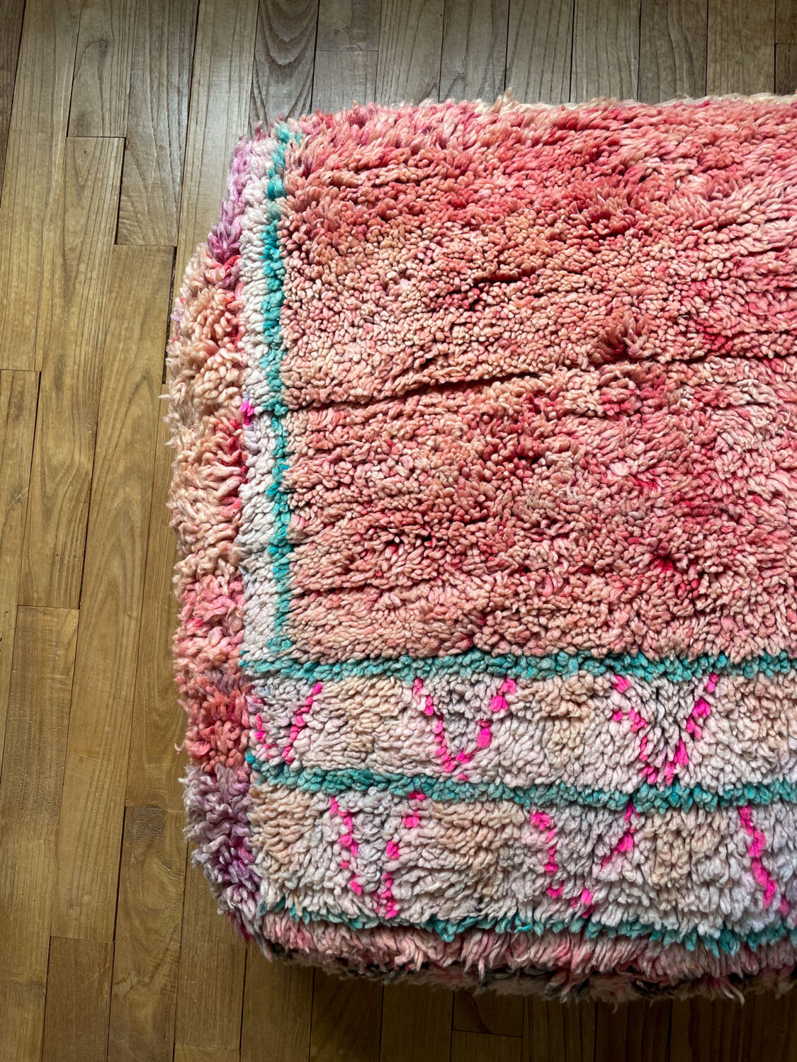 Moroccan bohemian pouf pale pink and green