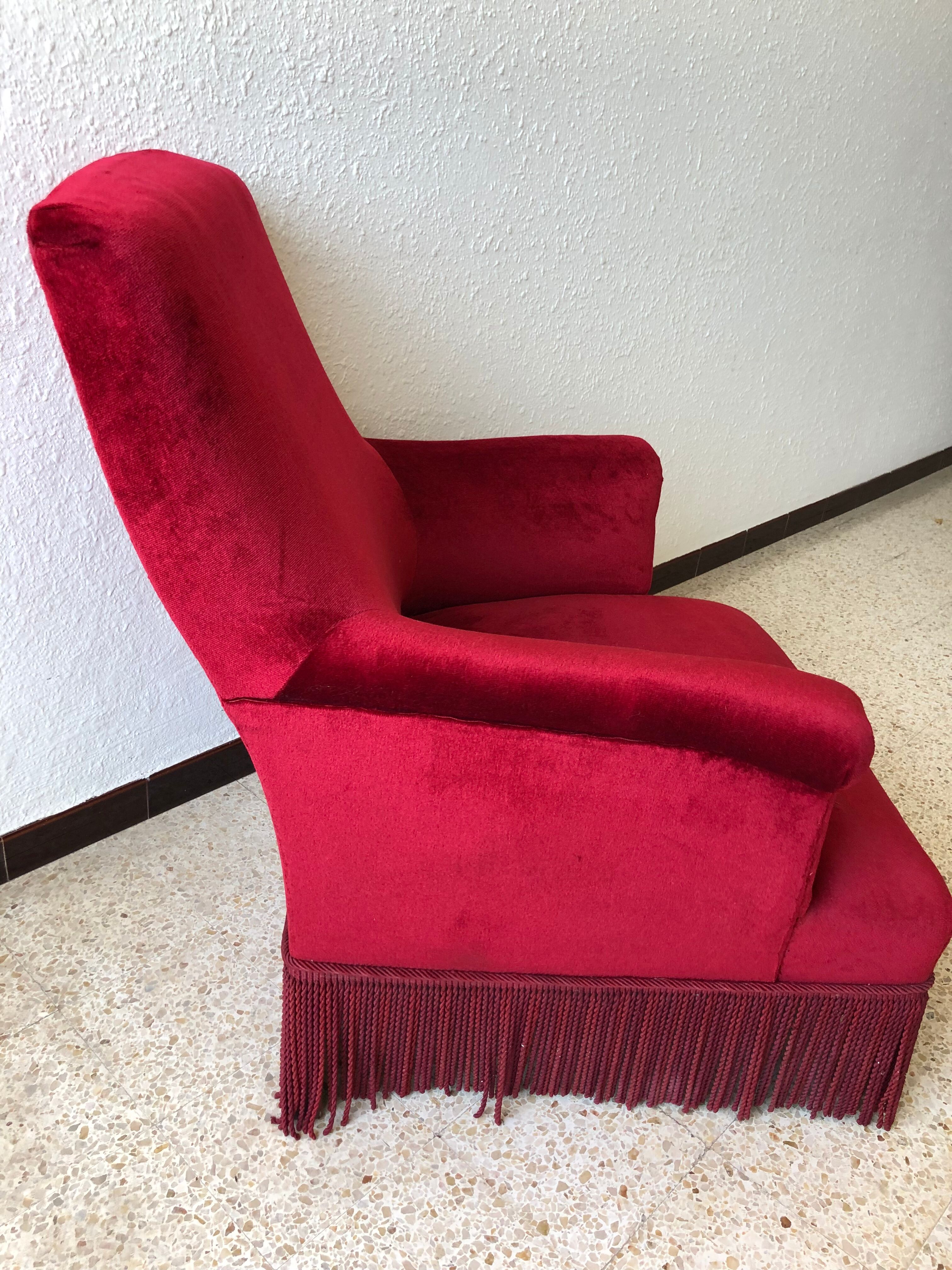 Napoleon III armchair in garnet velvet