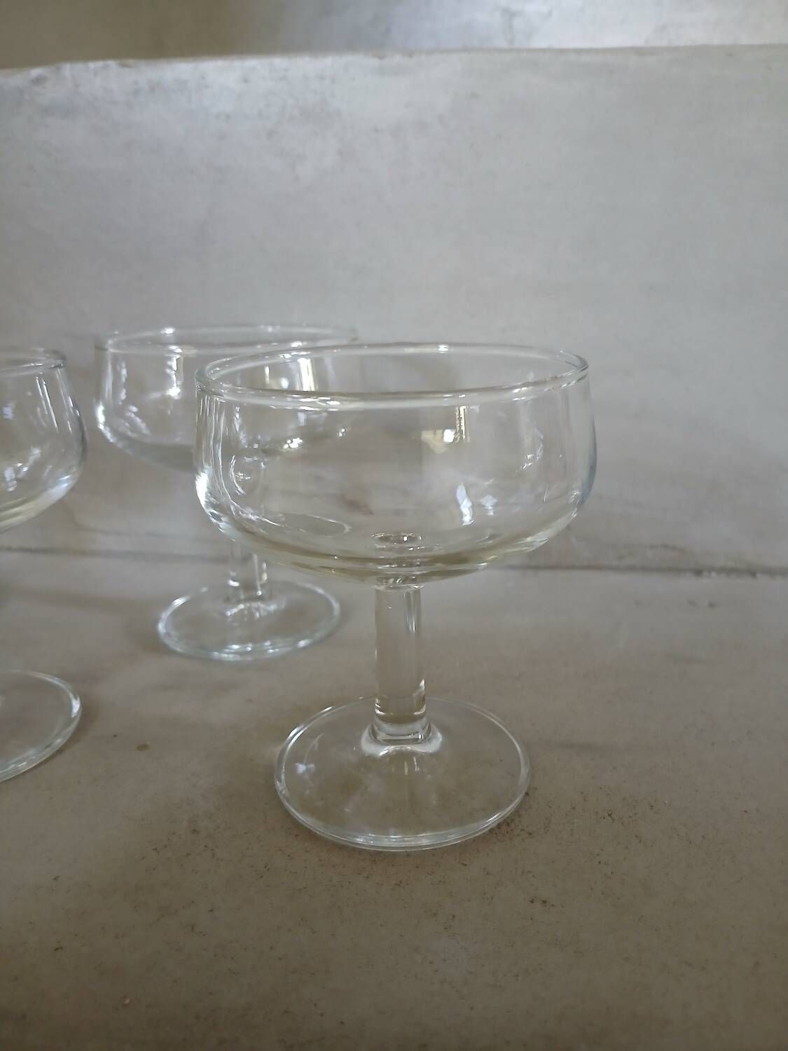 6 antique champagne glasses
