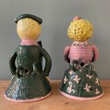 Pair of earthenware sconces signed Borderie - Szekely